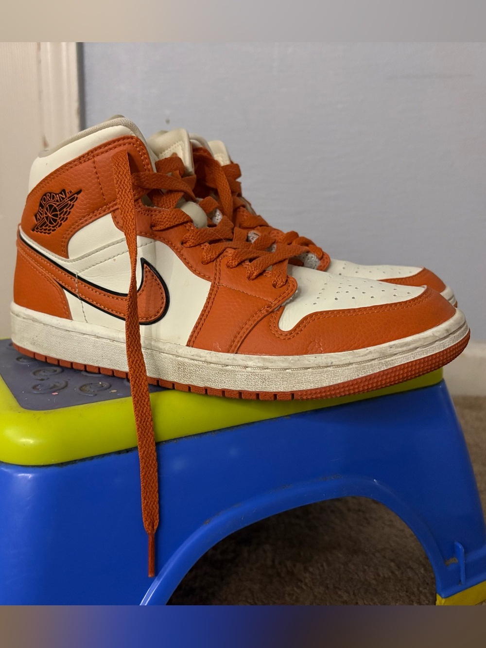 Nike Orange and White High-Top Sneakers